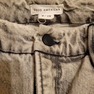 Good American Black and Cream Denim Jeans